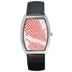 Waves Wave Learning Connection Polka Red Pink Chevron Barrel Style Metal Watch by Mariart