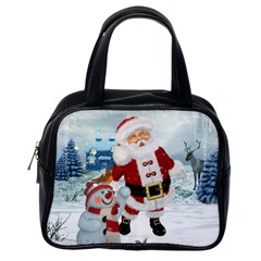 Funny Santa Claus With Snowman Classic Handbags (one Side) by FantasyWorld7