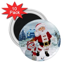 Funny Santa Claus With Snowman 2 25  Magnets (10 Pack)  by FantasyWorld7