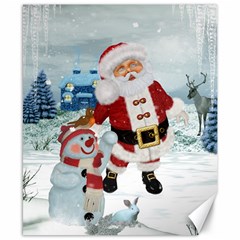 Funny Santa Claus With Snowman Canvas 8  X 10  by FantasyWorld7