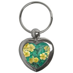 Yellow Flowers At Nature Key Chains (heart)  by dflcprints