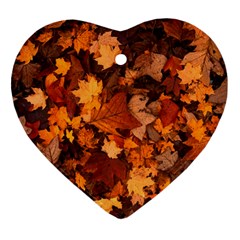 Fall Foliage Autumn Leaves October Heart Ornament (two Sides) by Nexatart