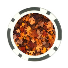 Fall Foliage Autumn Leaves October Poker Chip Card Guard by Nexatart