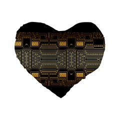 Board Digitization Circuits Standard 16  Premium Flano Heart Shape Cushions by Nexatart