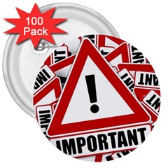 Important Stamp Imprint 3  Buttons (100 Pack) 