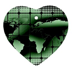 Matrix Earth Global International Ornament (heart) by Nexatart