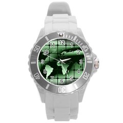 Matrix Earth Global International Round Plastic Sport Watch (l) by Nexatart