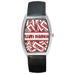 Travel Warning Shield Stamp Barrel Style Metal Watch