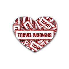 Travel Warning Shield Stamp Heart Coaster (4 pack) 