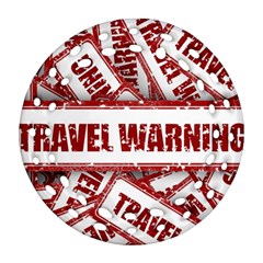 Travel Warning Shield Stamp Ornament (Round Filigree)