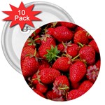 Strawberries Berries Fruit 3  Buttons (10 pack)  Front