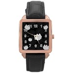 Spider web and ghosts pattern Rose Gold Leather Watch  Front