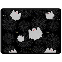 Spider Web And Ghosts Pattern Double Sided Fleece Blanket (large)  by Valentinaart