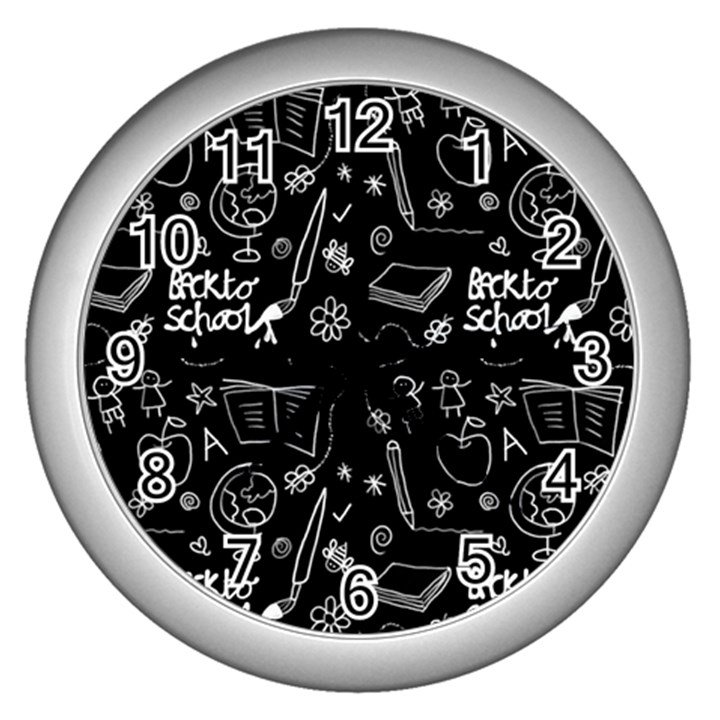 Back to School Wall Clocks (Silver) 