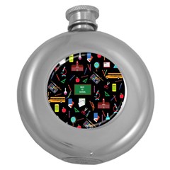 Back To School Round Hip Flask (5 Oz) by Valentinaart