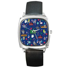 Back To School Square Metal Watch by Valentinaart