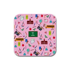 Back To School Rubber Square Coaster (4 Pack)  by Valentinaart