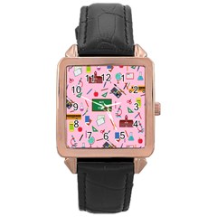 Back To School Rose Gold Leather Watch  by Valentinaart