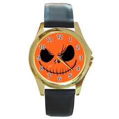 Halloween Round Gold Metal Watch