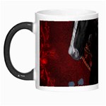 Awesmoe Black Horse With Flowers On Red Background Morph Mugs Left