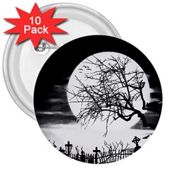 Halloween Landscape 3  Buttons (10 Pack)  by Valentinaart