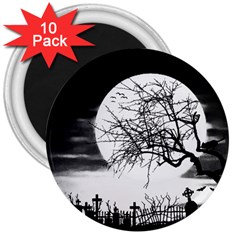 Halloween Landscape 3  Magnets (10 Pack)  by Valentinaart