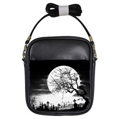 Halloween Landscape Girls Sling Bags by Valentinaart