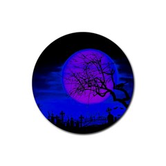 Halloween Landscape Rubber Coaster (round)  by Valentinaart