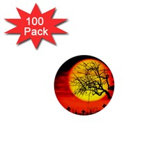 Halloween Landscape 1  Mini Buttons (100 Pack)  by Valentinaart
