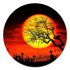 Halloween Landscape Magnet 5  (round) by Valentinaart