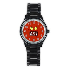 Funny Monster Face Stainless Steel Round Watch by linceazul