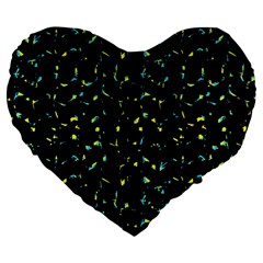 Splatter Abstract Dark Pattern Large 19  Premium Flano Heart Shape Cushions by dflcprints