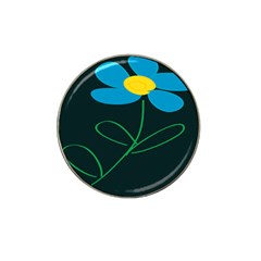 Whimsical Blue Flower Green Sexy Hat Clip Ball Marker (4 Pack)