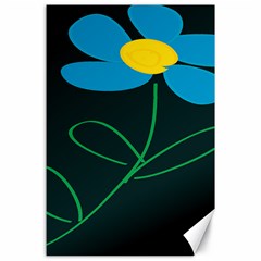 Whimsical Blue Flower Green Sexy Canvas 24  X 36  by Mariart