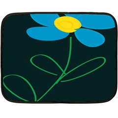 Whimsical Blue Flower Green Sexy Fleece Blanket (mini) by Mariart