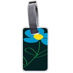 Whimsical Blue Flower Green Sexy Luggage Tags (One Side)  Front