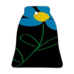 Whimsical Blue Flower Green Sexy Bell Ornament (two Sides) by Mariart