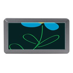 Whimsical Blue Flower Green Sexy Memory Card Reader (mini)