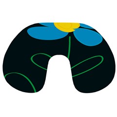 Whimsical Blue Flower Green Sexy Travel Neck Pillows by Mariart