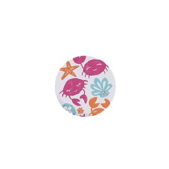 Animals Sea Flower Tropical Crab 1  Mini Buttons by Mariart