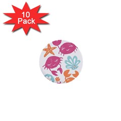 Animals Sea Flower Tropical Crab 1  Mini Buttons (10 Pack)  by Mariart