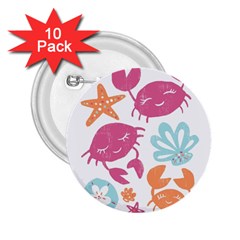 Animals Sea Flower Tropical Crab 2 25  Buttons (10 Pack) 