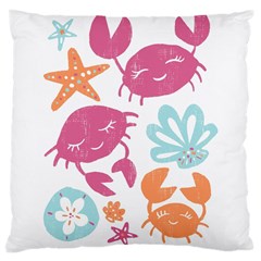 Animals Sea Flower Tropical Crab Large Cushion Case (two Sides) by Mariart