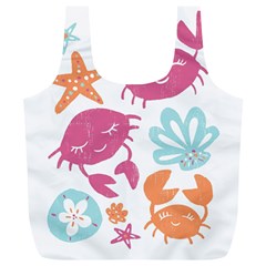 Animals Sea Flower Tropical Crab Full Print Recycle Bags (l) 