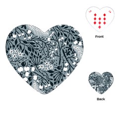 Abstract Floral Pattern Grey Playing Cards (heart) 