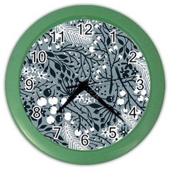 Abstract Floral Pattern Grey Color Wall Clocks by Mariart