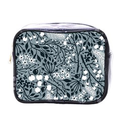 Abstract Floral Pattern Grey Mini Toiletries Bags