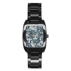 Abstract Floral Pattern Grey Stainless Steel Barrel Watch by Mariart