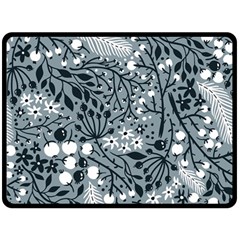Abstract Floral Pattern Grey Double Sided Fleece Blanket (large) 