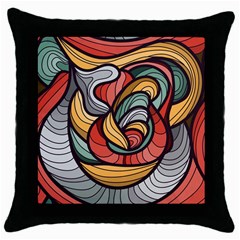 Beautiful Pattern Background Wave Chevron Waves Line Rainbow Art Throw Pillow Case (black)